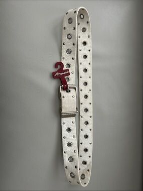 NWT Aeropostale White Canvas Double-Grommet Belt with Silver Hardware